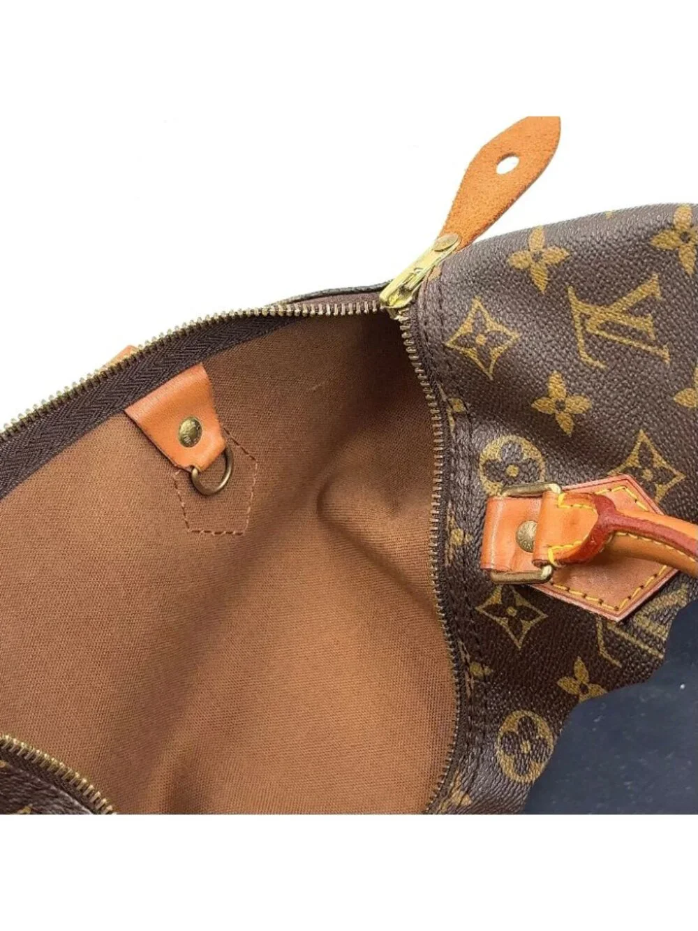 Louis Vuitton Speedy 30 Monogram Leather Brown Handbag Gold